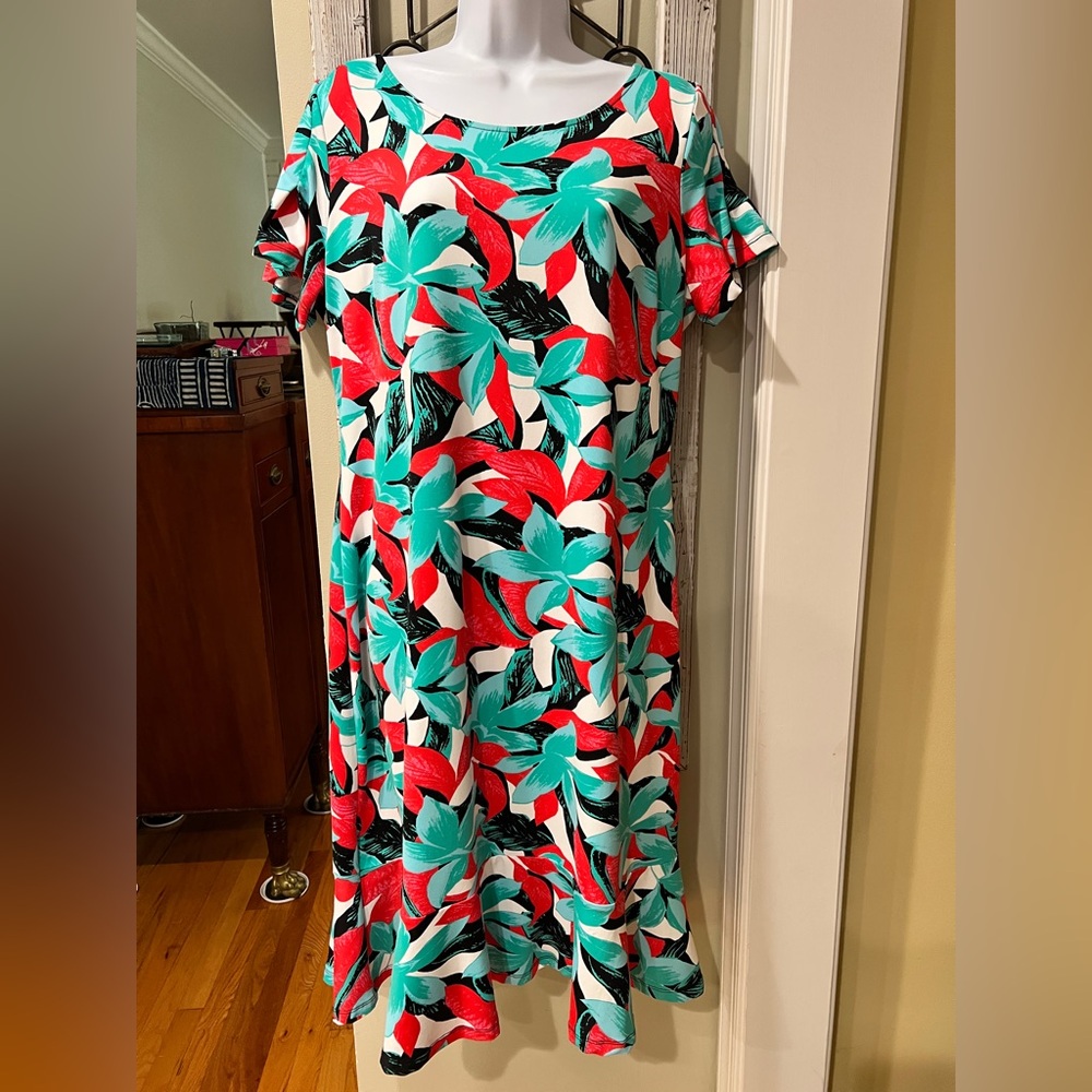 Talbots Hawaiian Print Floral Flutter Sleeve Sundress